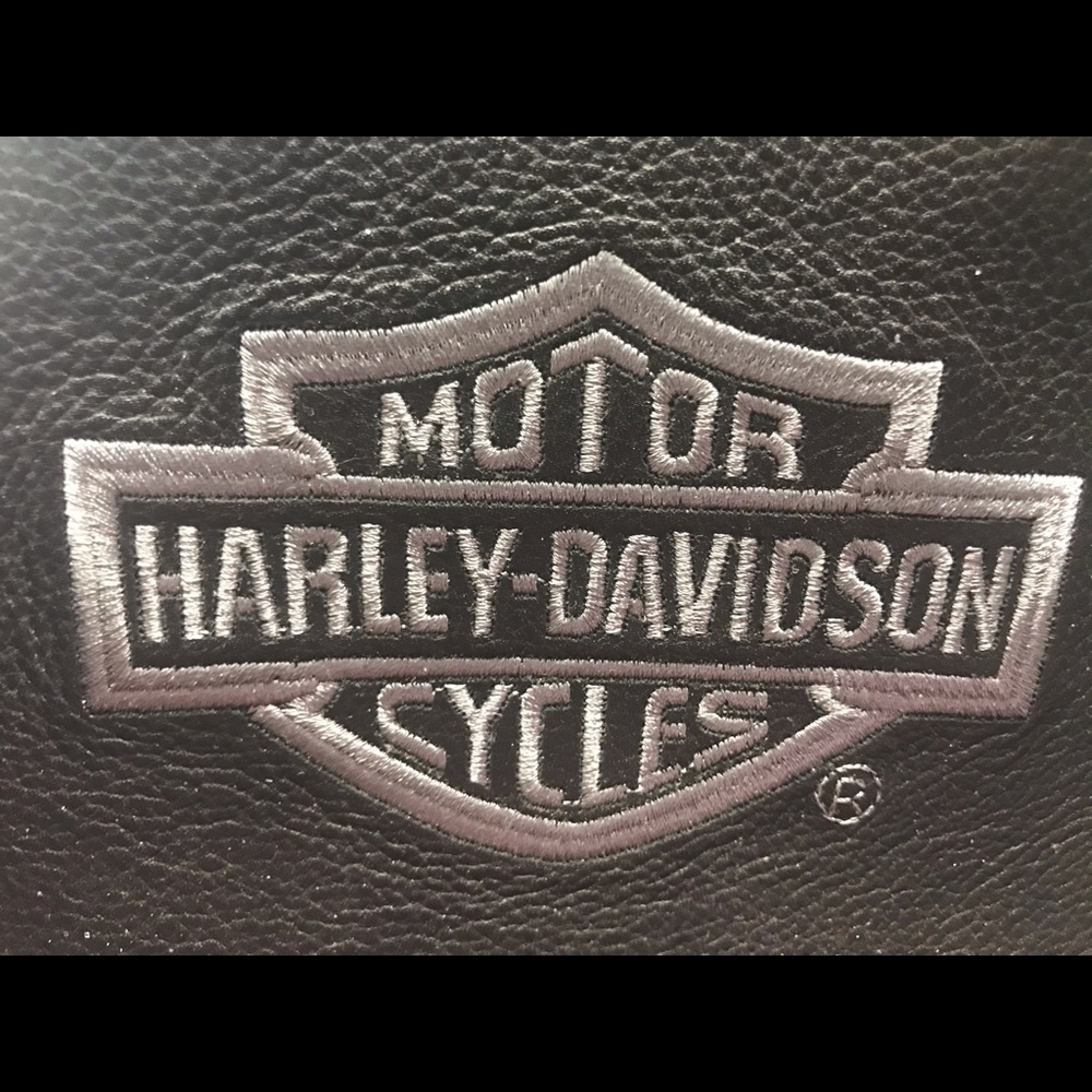 Harley Davidson motorcycles, Black Leather Purse, Embroidered Logo - Picture 2 of 7
